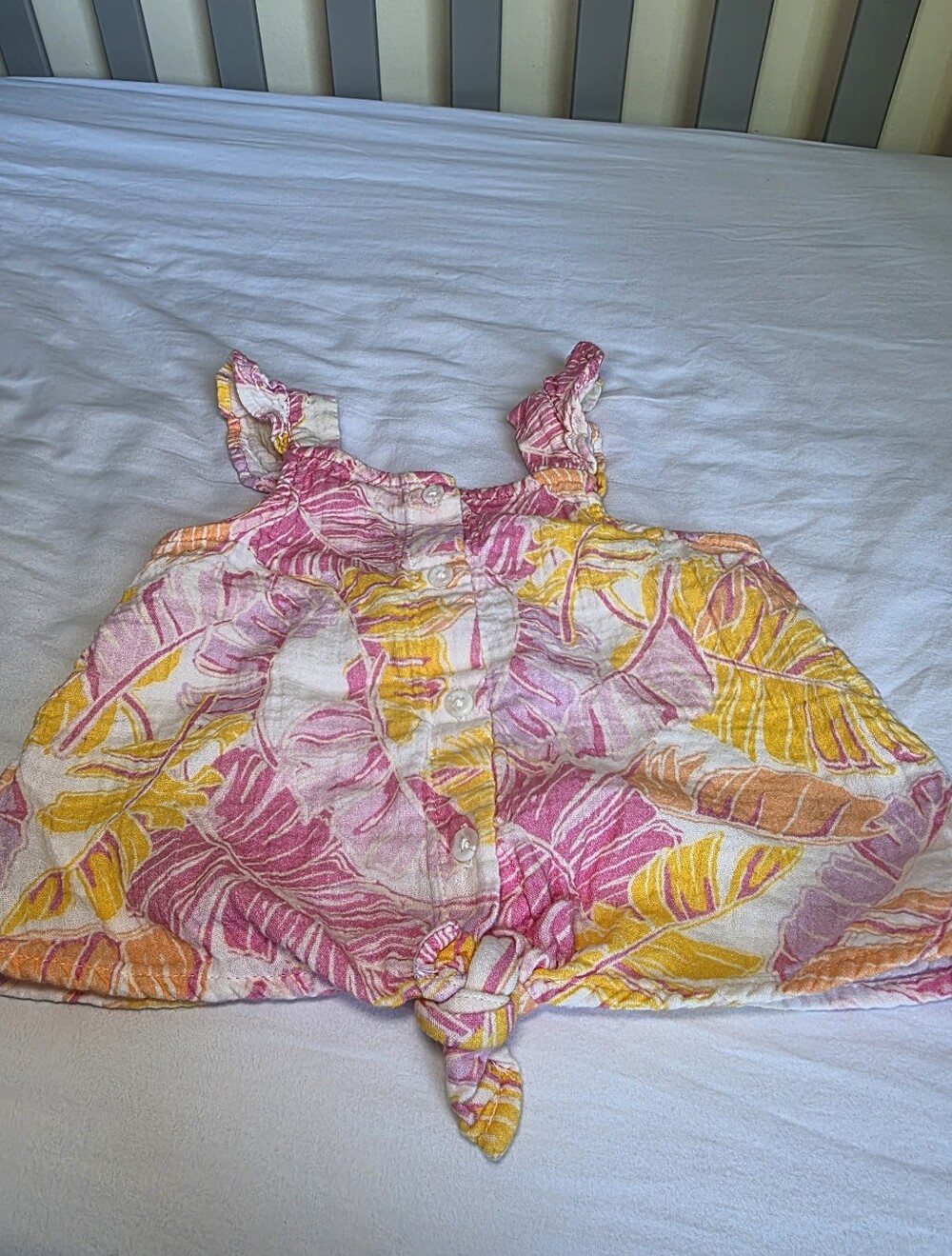 Cat & Jack Pink & Yellow Tropical Tie-Front Tank Top Size 3T